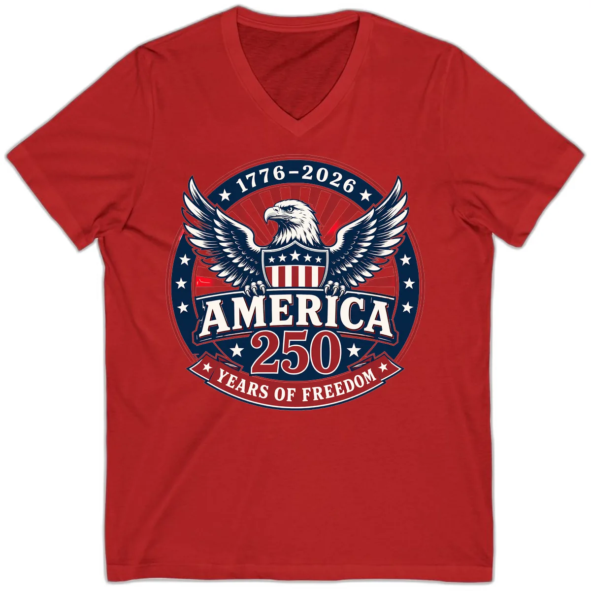 America 250 Years Of Freedom Celebration V-Neck in Red